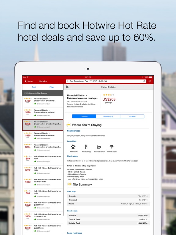Hotwire – Hotel Deals, Car Rentals, and Last Minute Travel App screenshot
