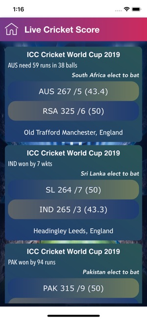 Live Cricket Scorecard Info