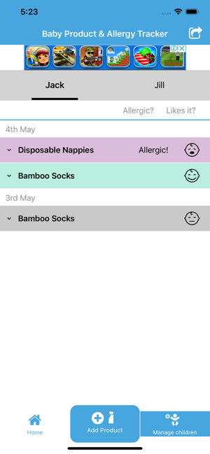 Baby Product & Allergy Tracker