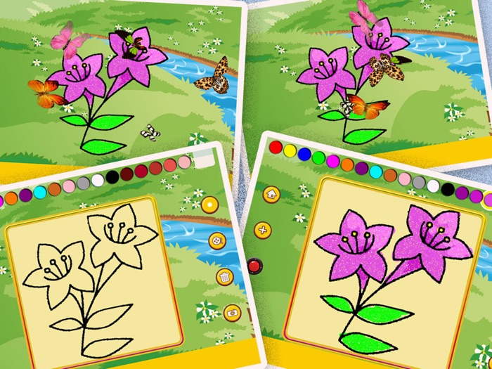 花园和麦田里花朵的动画绘本馆 - 花卉涂鸦的画画板二统一版