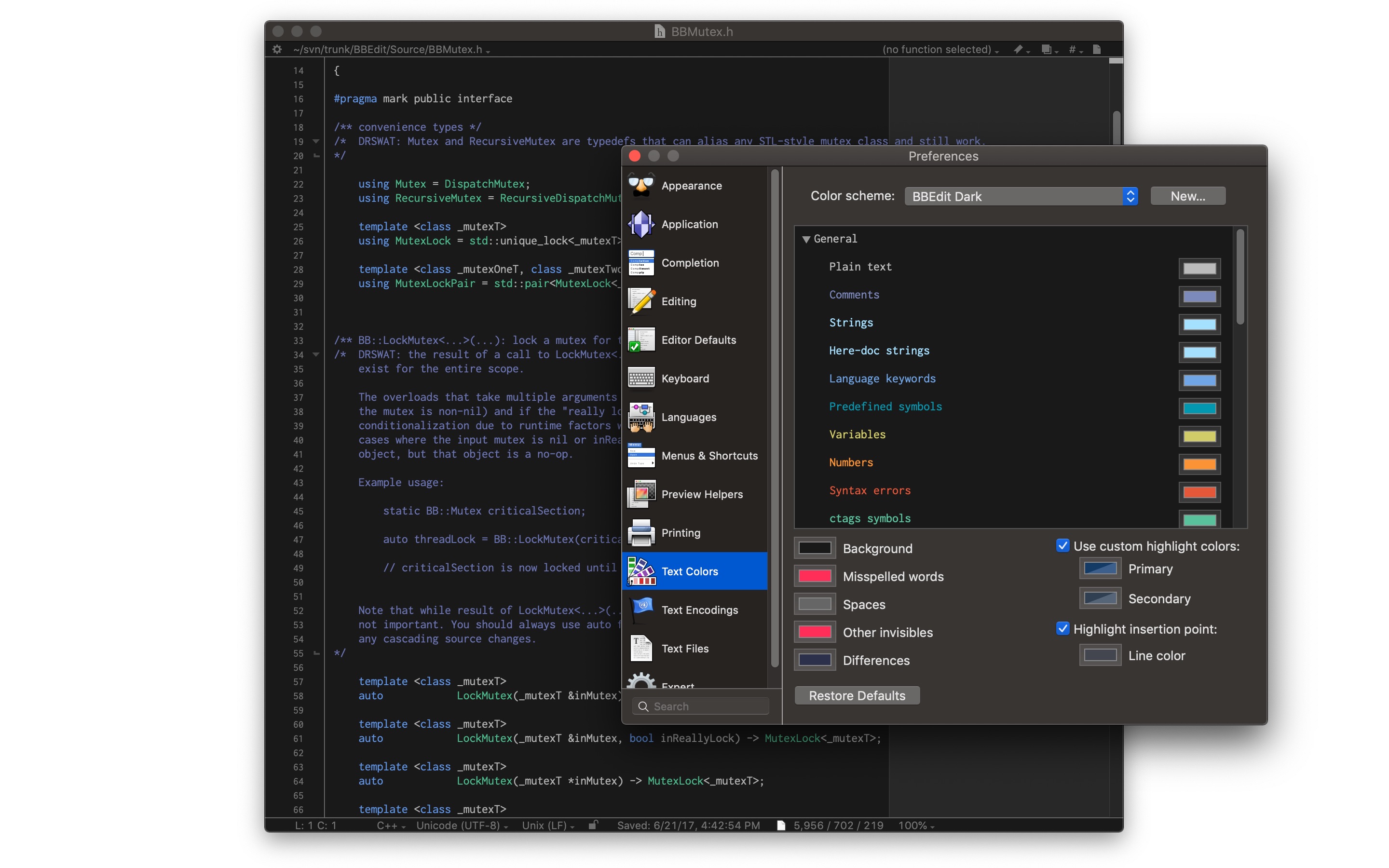 Screenshot do app BBEdit