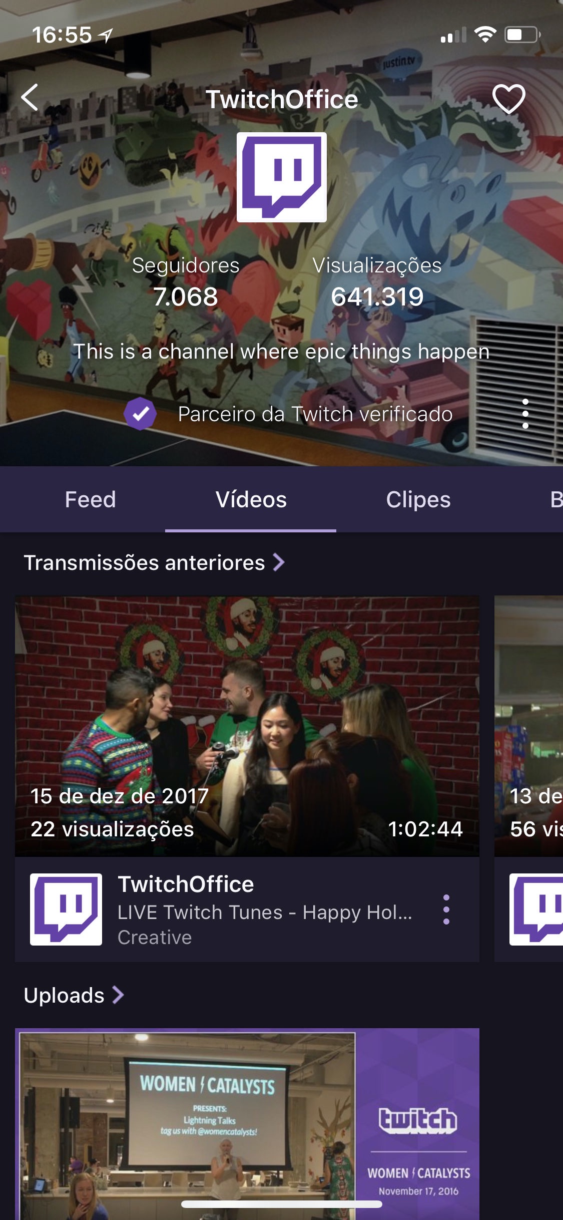 Screenshot do app Twitch