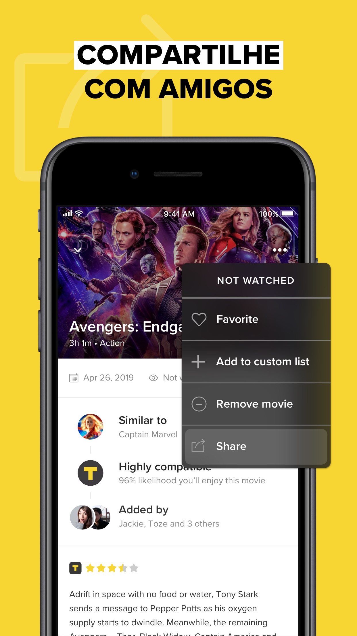 Screenshot do app TV Time: Seguir Séries e filme