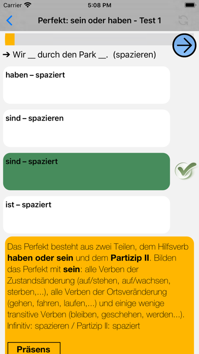Deutsch Grammatik Test screenshot 3