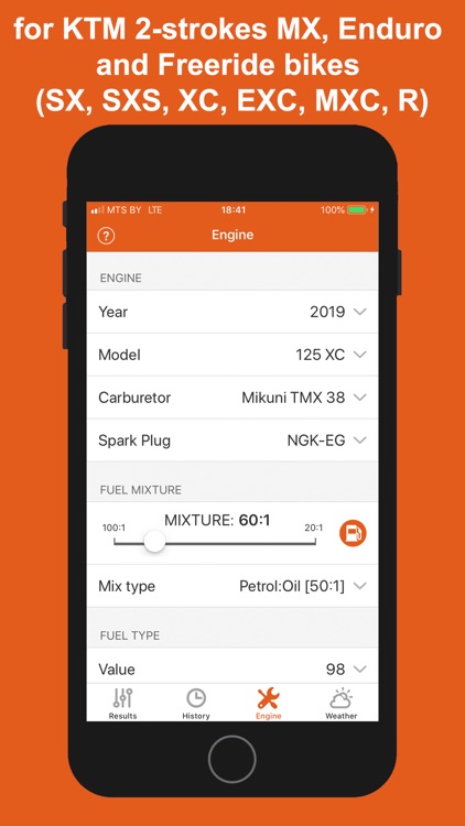 Jetting for KTM 2T Moto screenshot-3