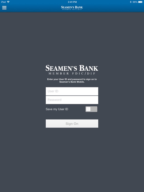 Seamen's Bank Mobile for iPad