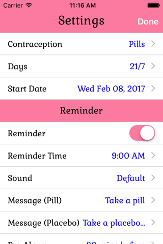 Birth Control Pill Reminder screenshot 2