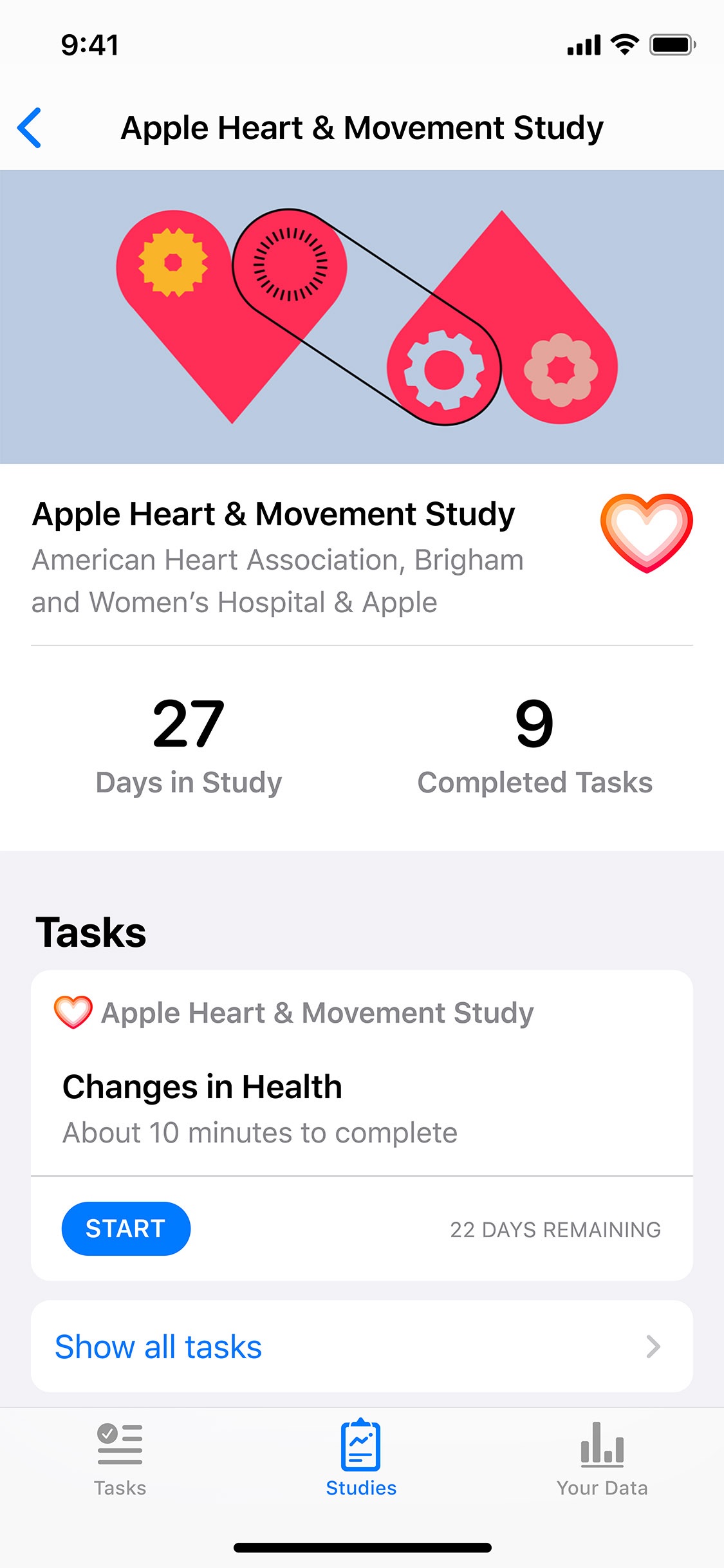 Screenshot do app Apple Research