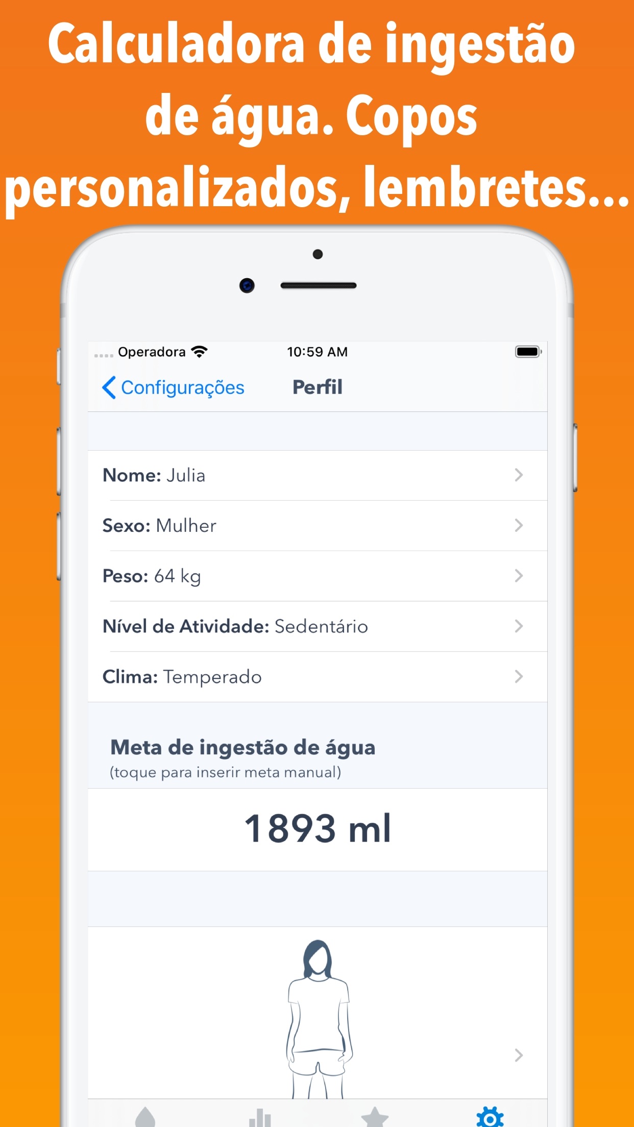Screenshot do app WaterMinder