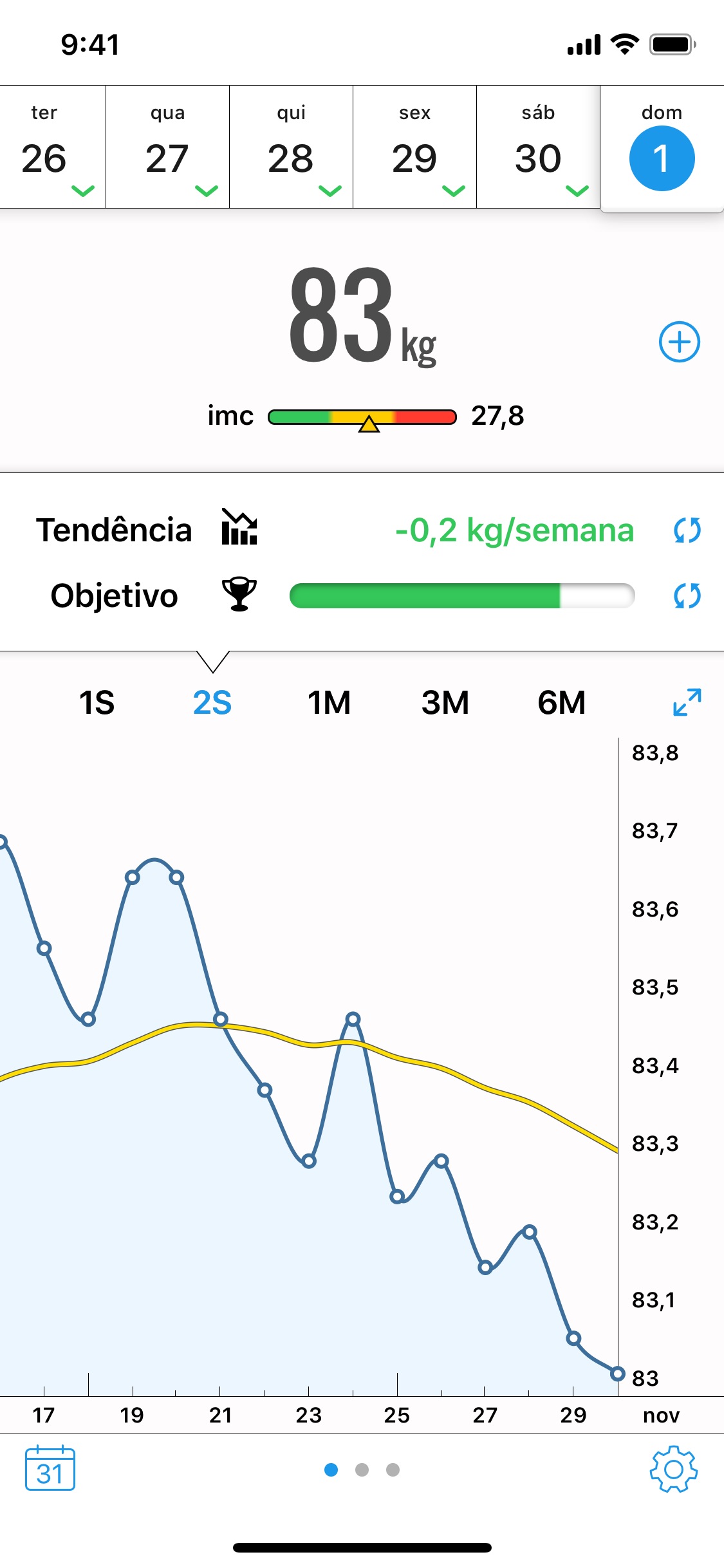Screenshot do app Peso Diário