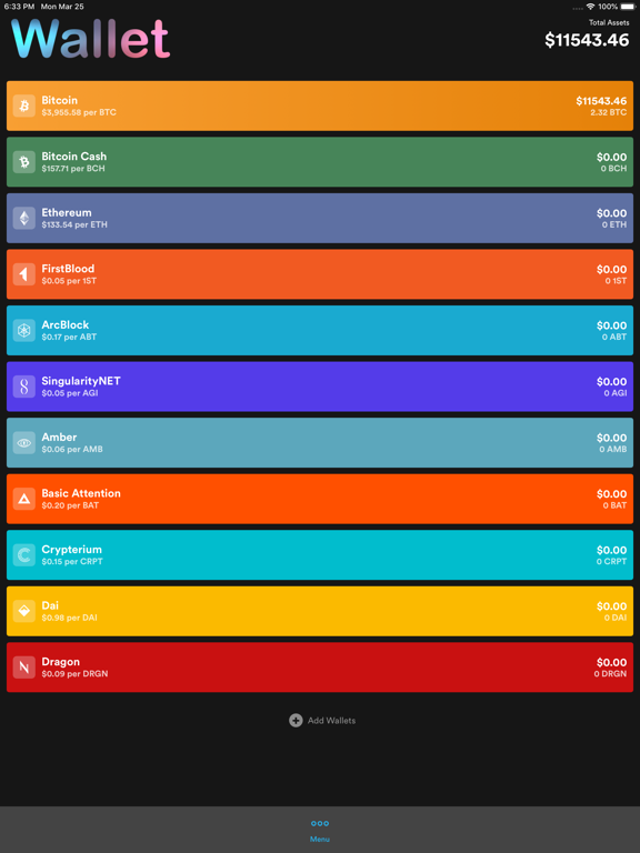 bitcoin wallet price