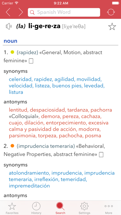 Spanish Thesaurus Screenshots