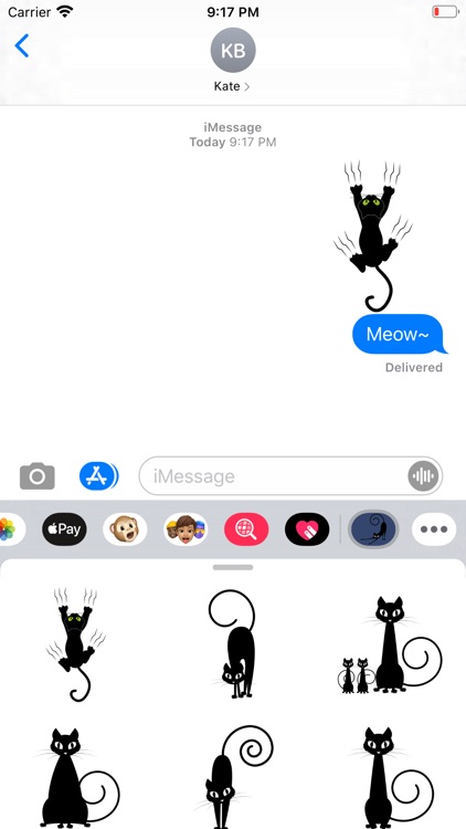 Black Funny Cat Stickers