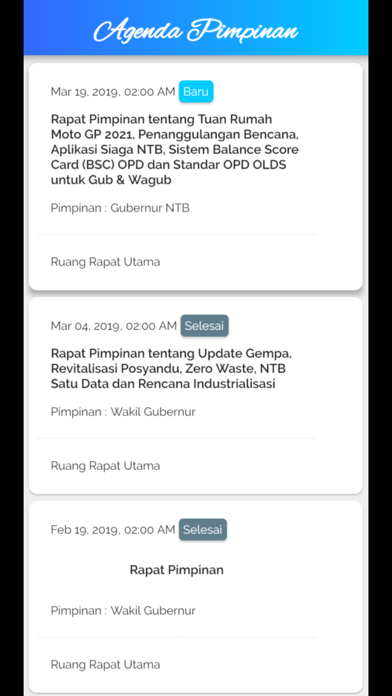 Agenda Pimpinan NTB screenshot 2