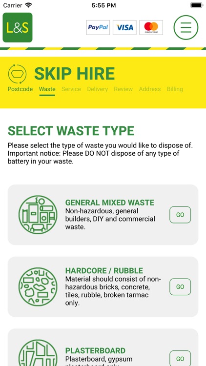 L&S Waste Online Ordering
