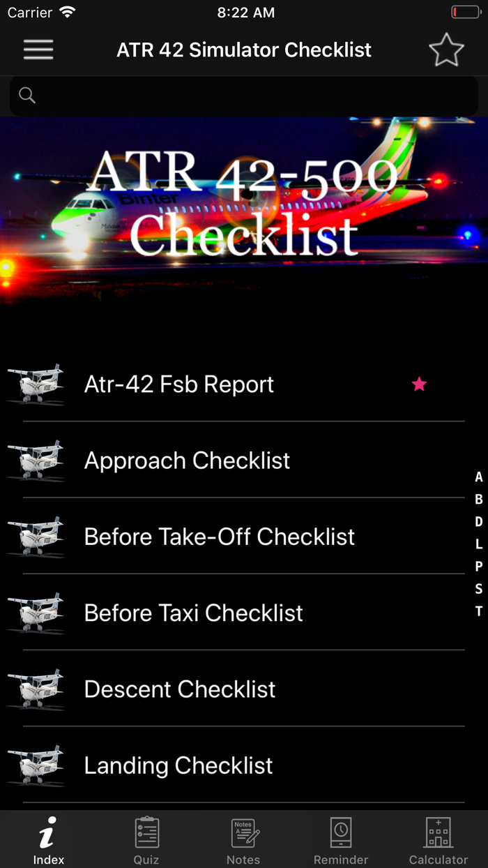 Preflight checklist ATR 42-500