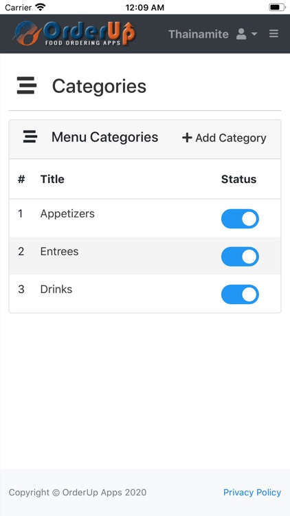 Orderup Managing App