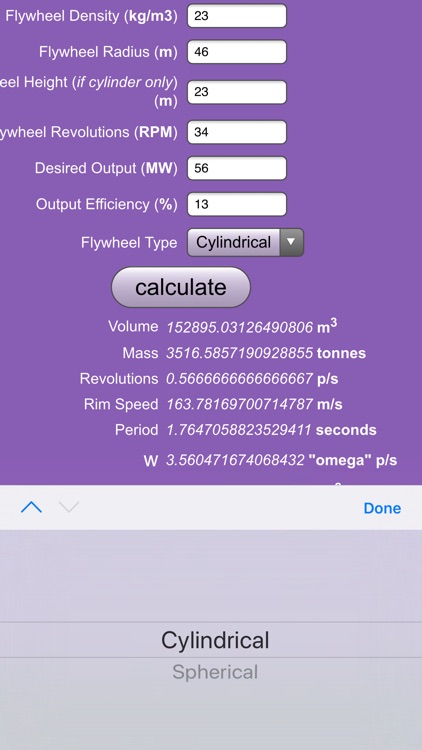 FlyWheel Energy Storage Calc