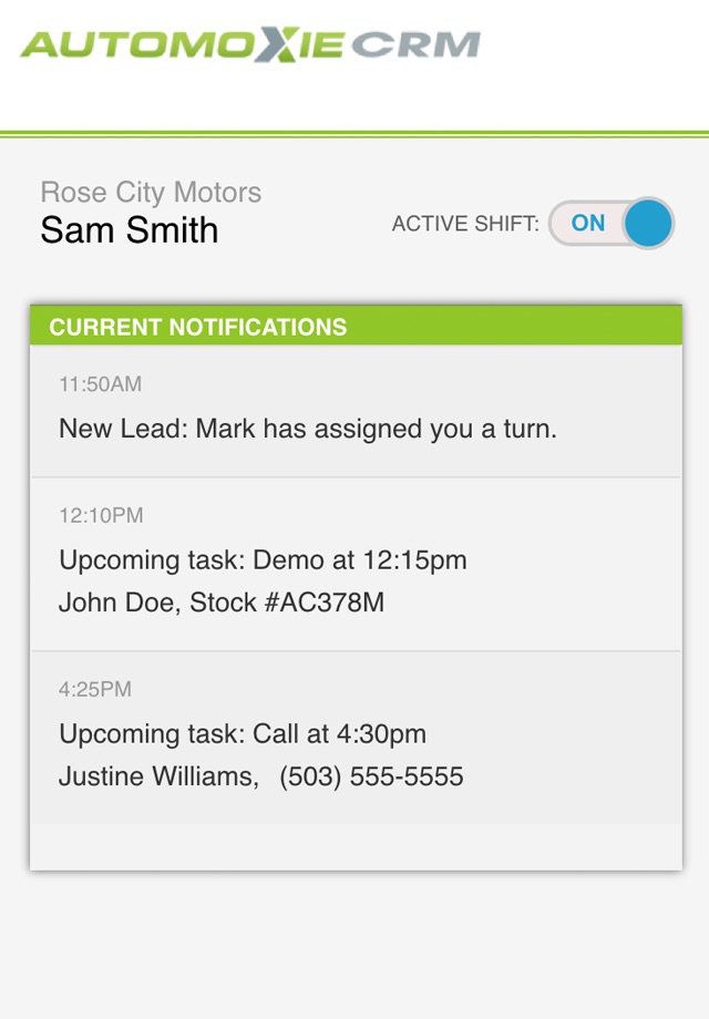 Automoxie CRM Alerts screenshot 2