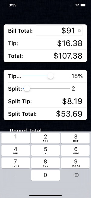 Tip Calculator % Gold