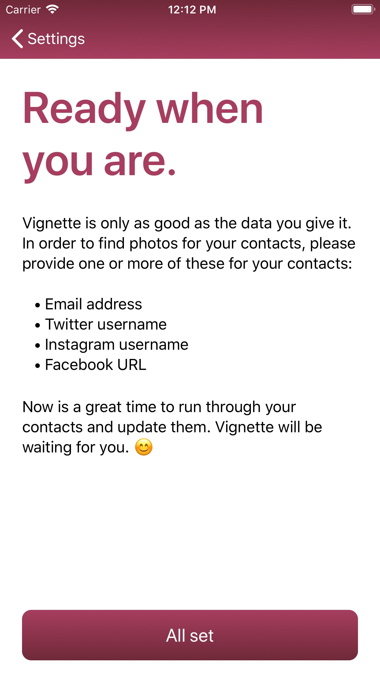 Screenshot do app Vignette – Update Contact Pics