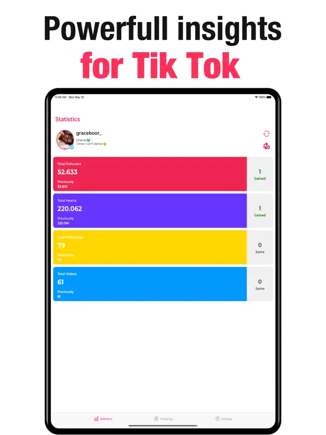 Screenshot 1 TikInsights - Followers Track iphone