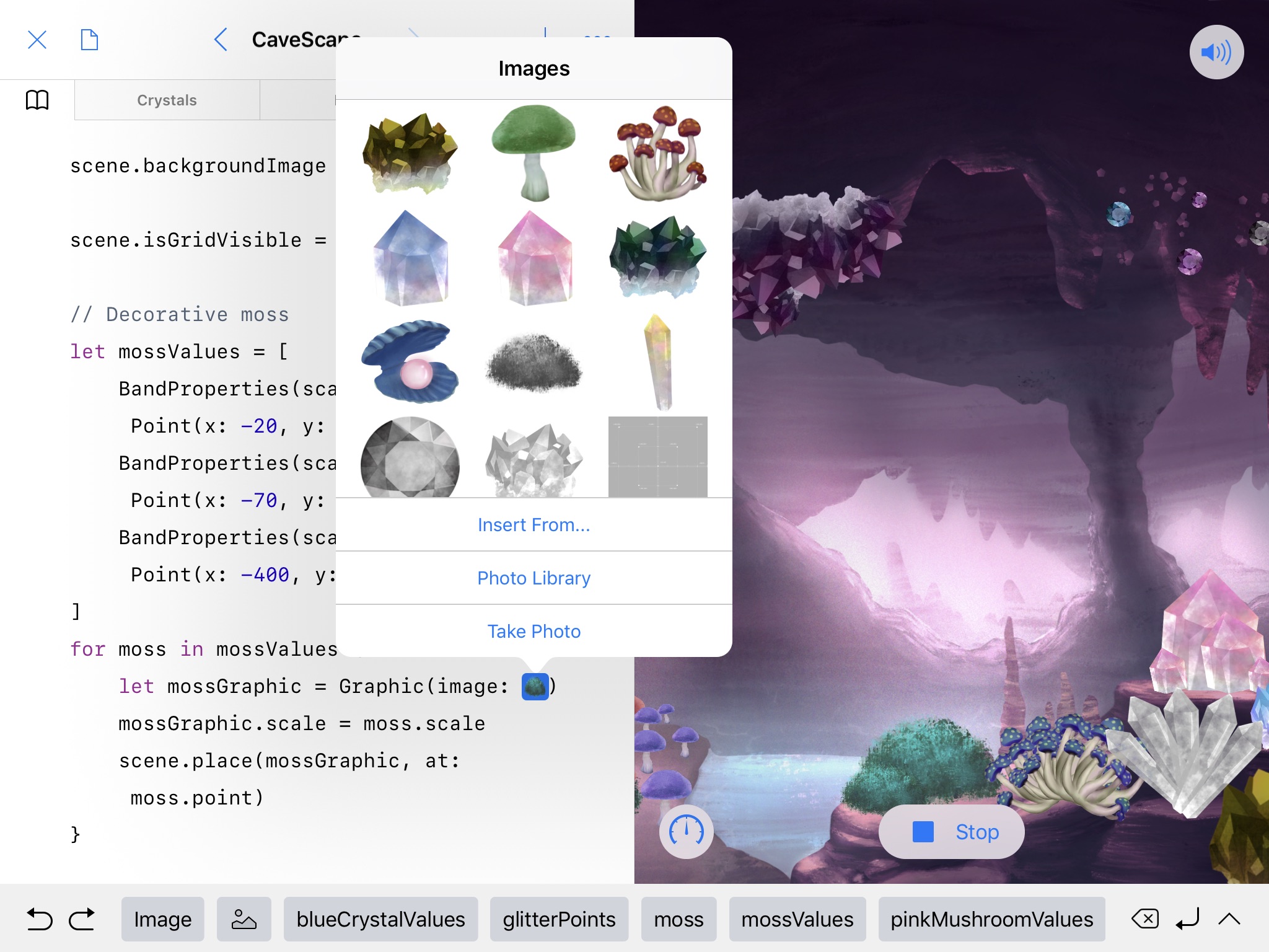 Screenshot do app Swift Playgrounds