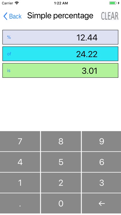 Simple percentage calculator