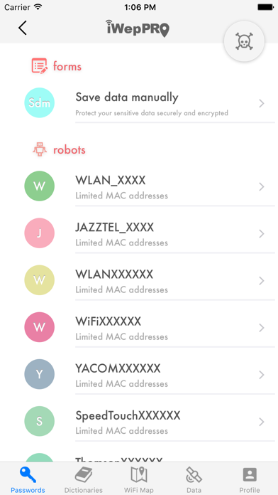 iWepPRO Secure keys and WiFi Password Manager and Generator Screenshot 2