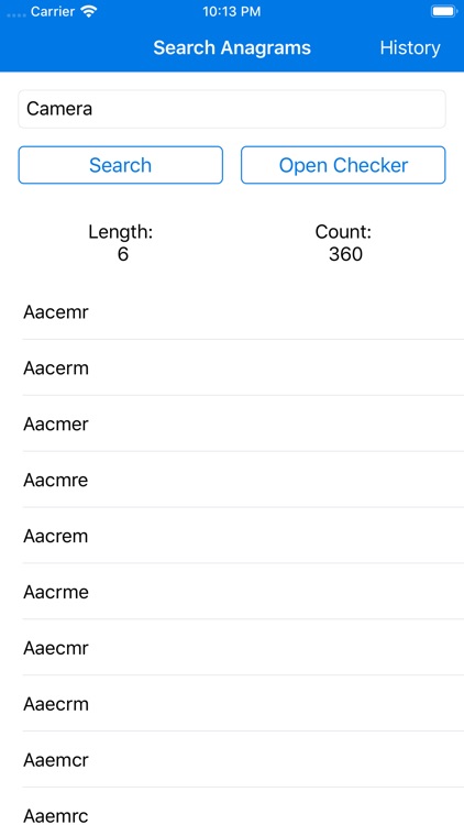 Anagrams Search Helper