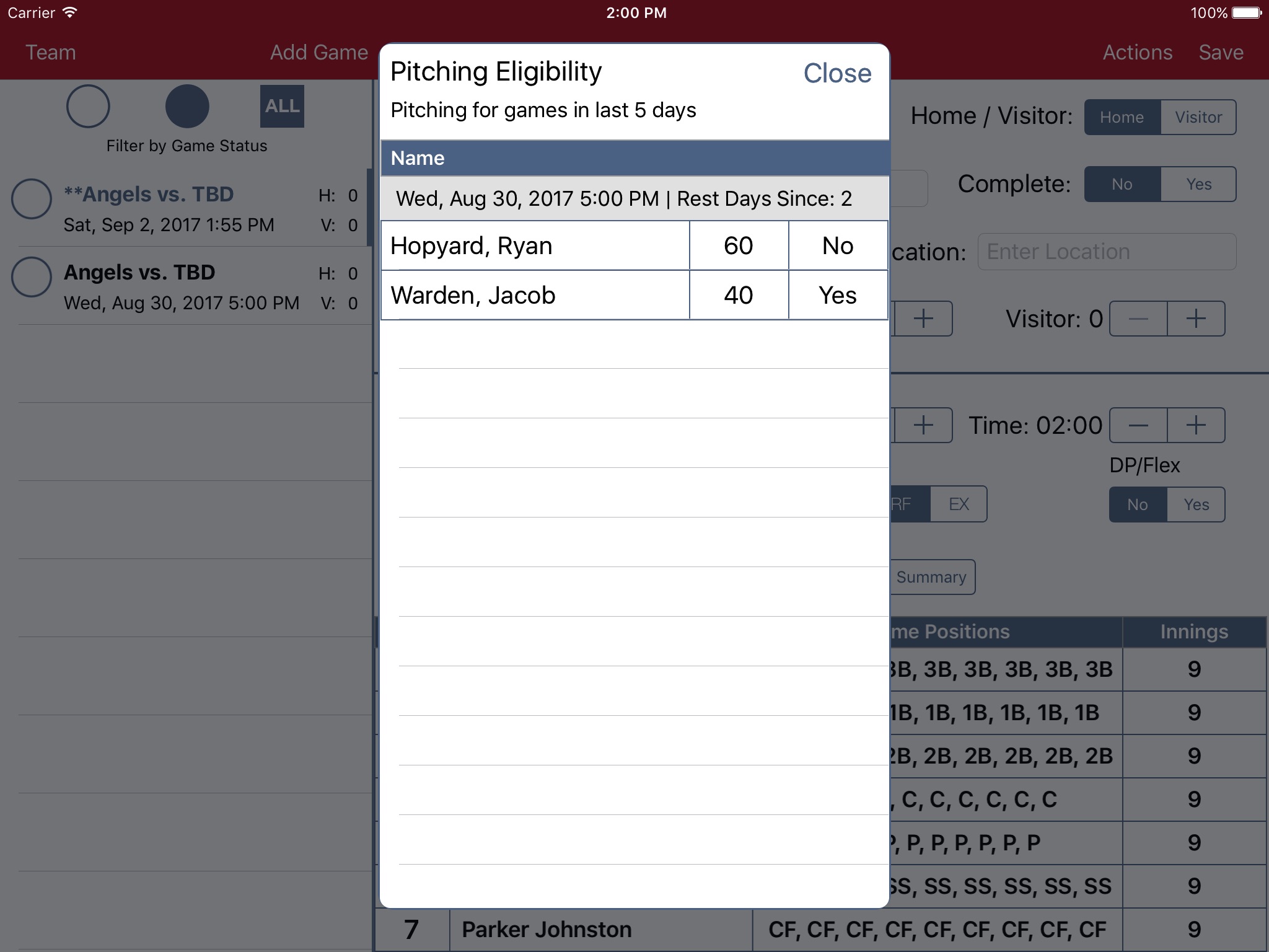 BB/SB Game Planner UV screenshot 4