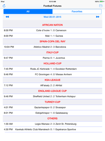 Football Fixtures  * - náhled