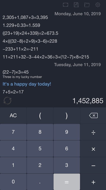 Calculator - history function