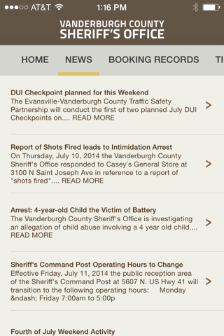 Vanderburgh County Sheriff screenshot 2