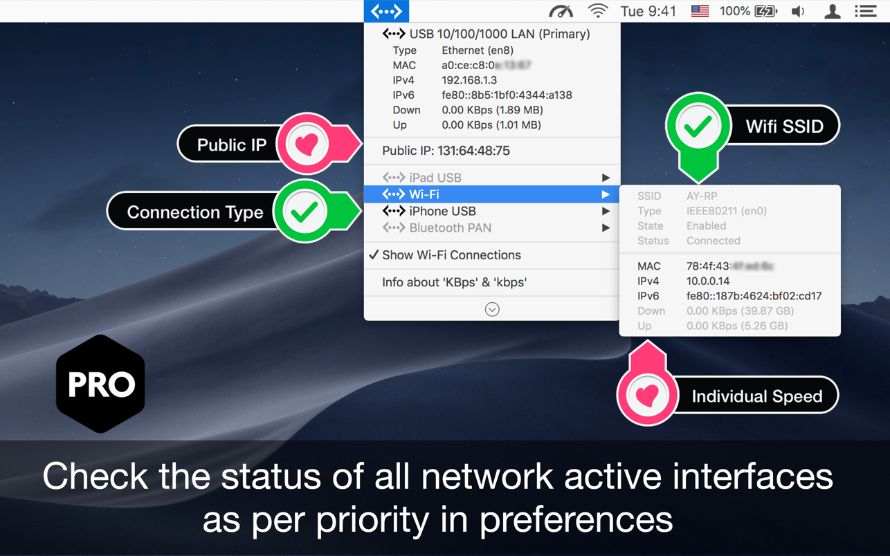 Ethernet Status Lite 5.3 Mac 破解版 以太网-LAN网络连接状态
