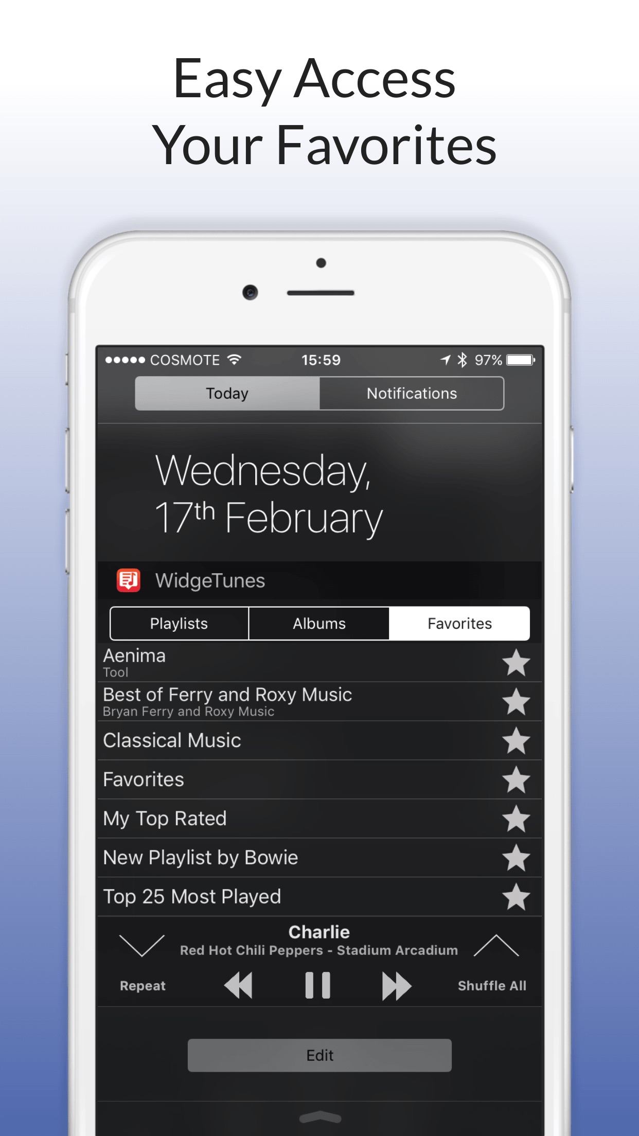 Screenshot do app WidgeTunes - The Music Widget