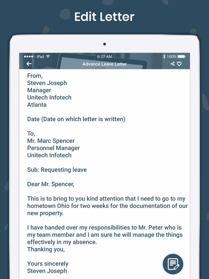 Letter  Application Writing