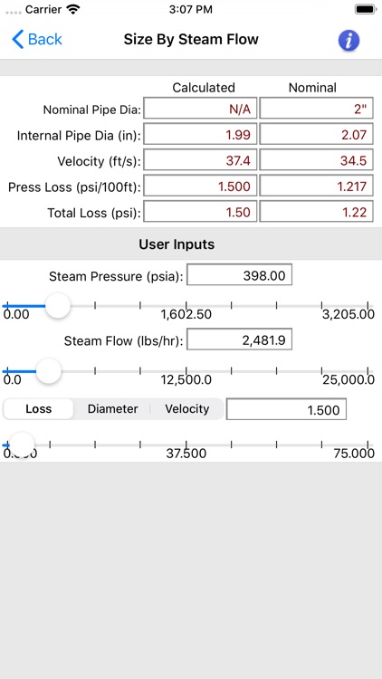 HVAC Pipe Sizer - Steam