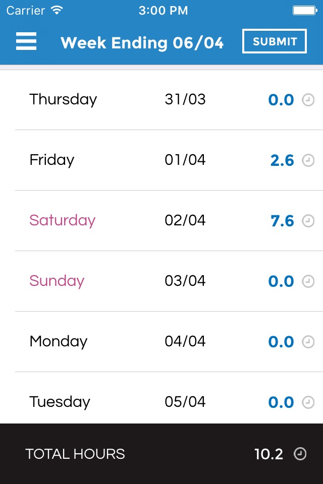 VGTC Timesheets screenshot 2