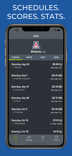 Arizona Football Schedules