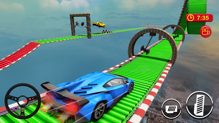 Car Driving on Sky Tracks