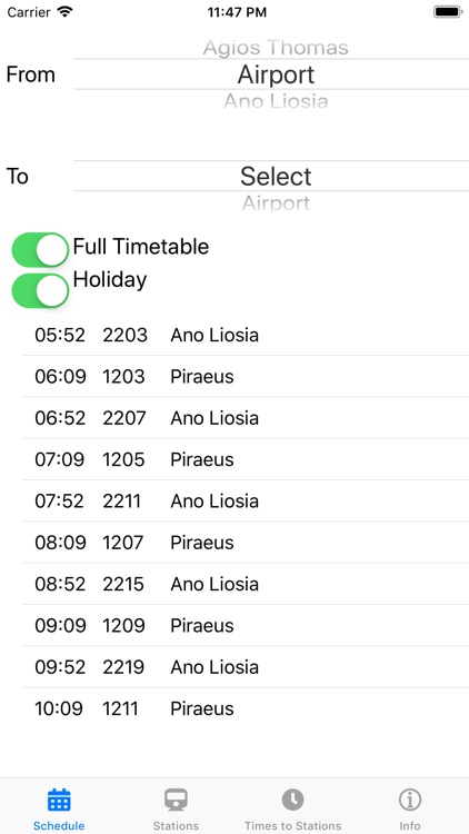 Athens Suburban Timetable