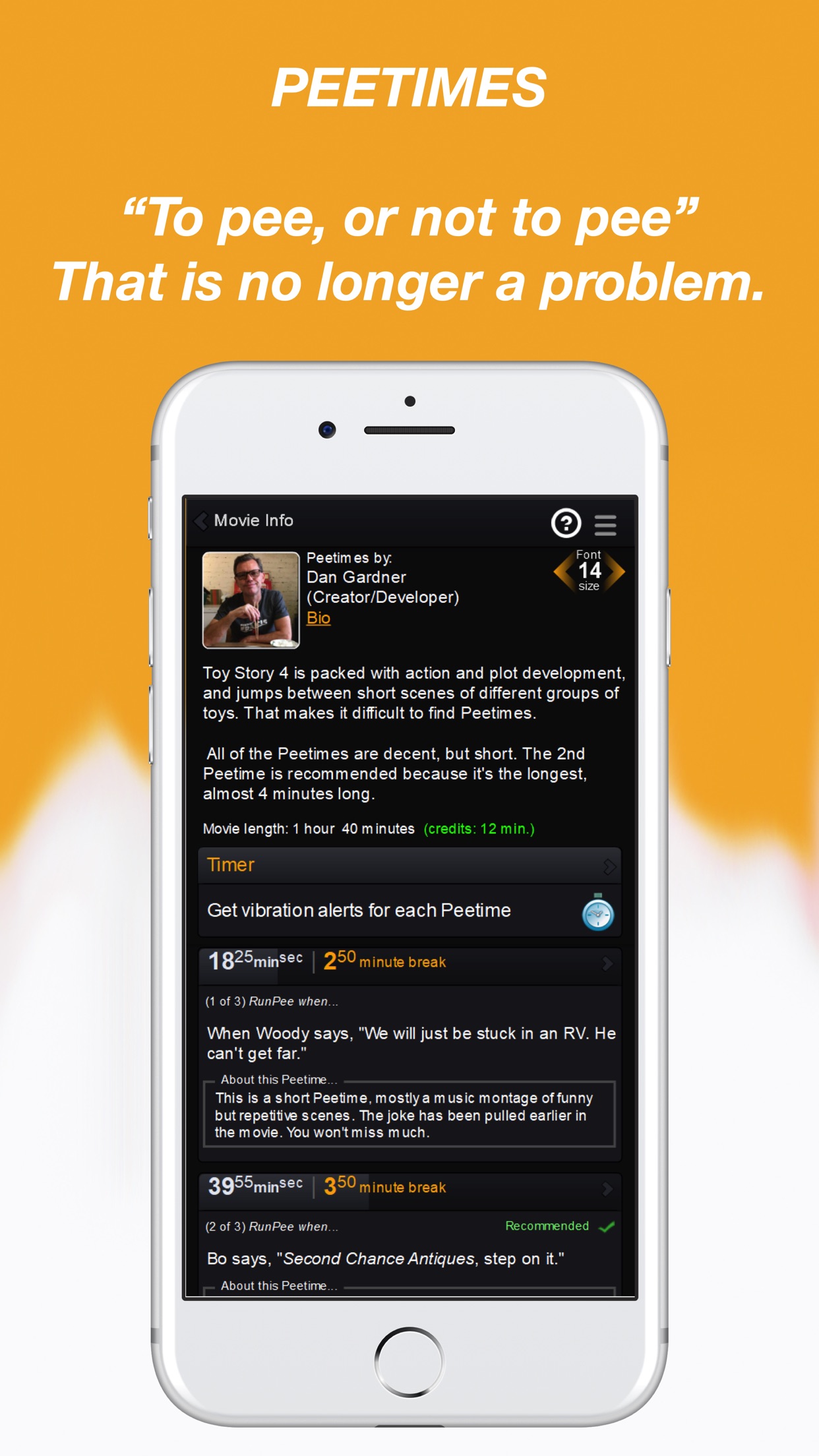 Screenshot do app RunPee