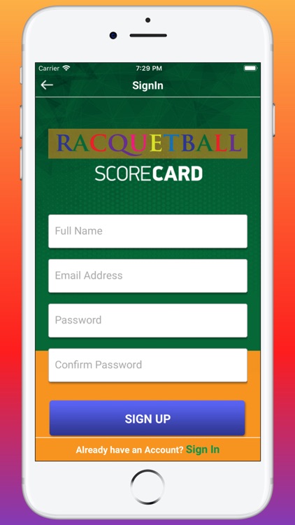 Racquetball Score Card