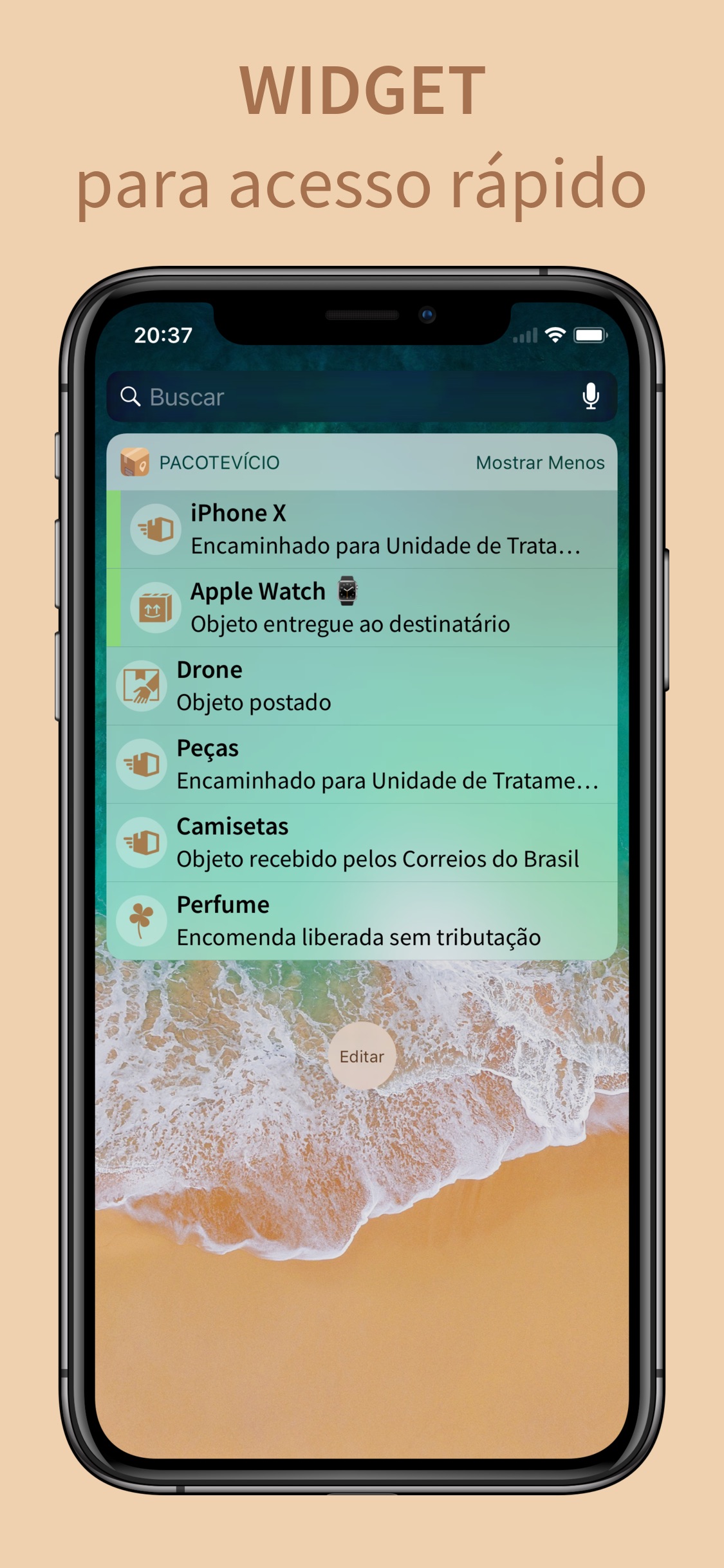 Screenshot do app PacoteVício