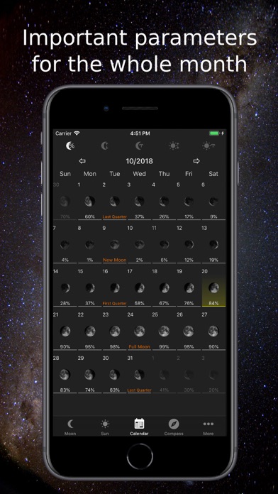 Moon Phase Calendar & Compass screenshot 3