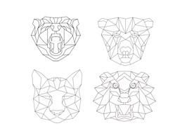 The AnimalHeadTriangularSt is an art sticker, which are designed the animal faces with the triangular