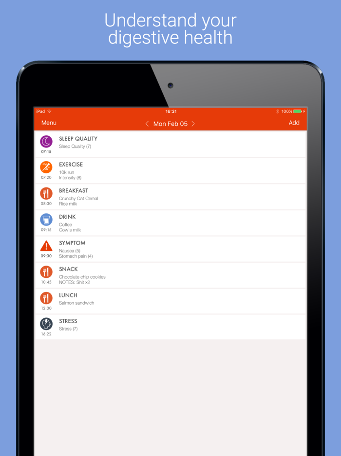 mySymptoms Food Diary