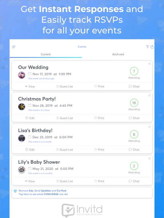 Invitd - Invitations & RSVP Tracking for Events by Text Message screenshot