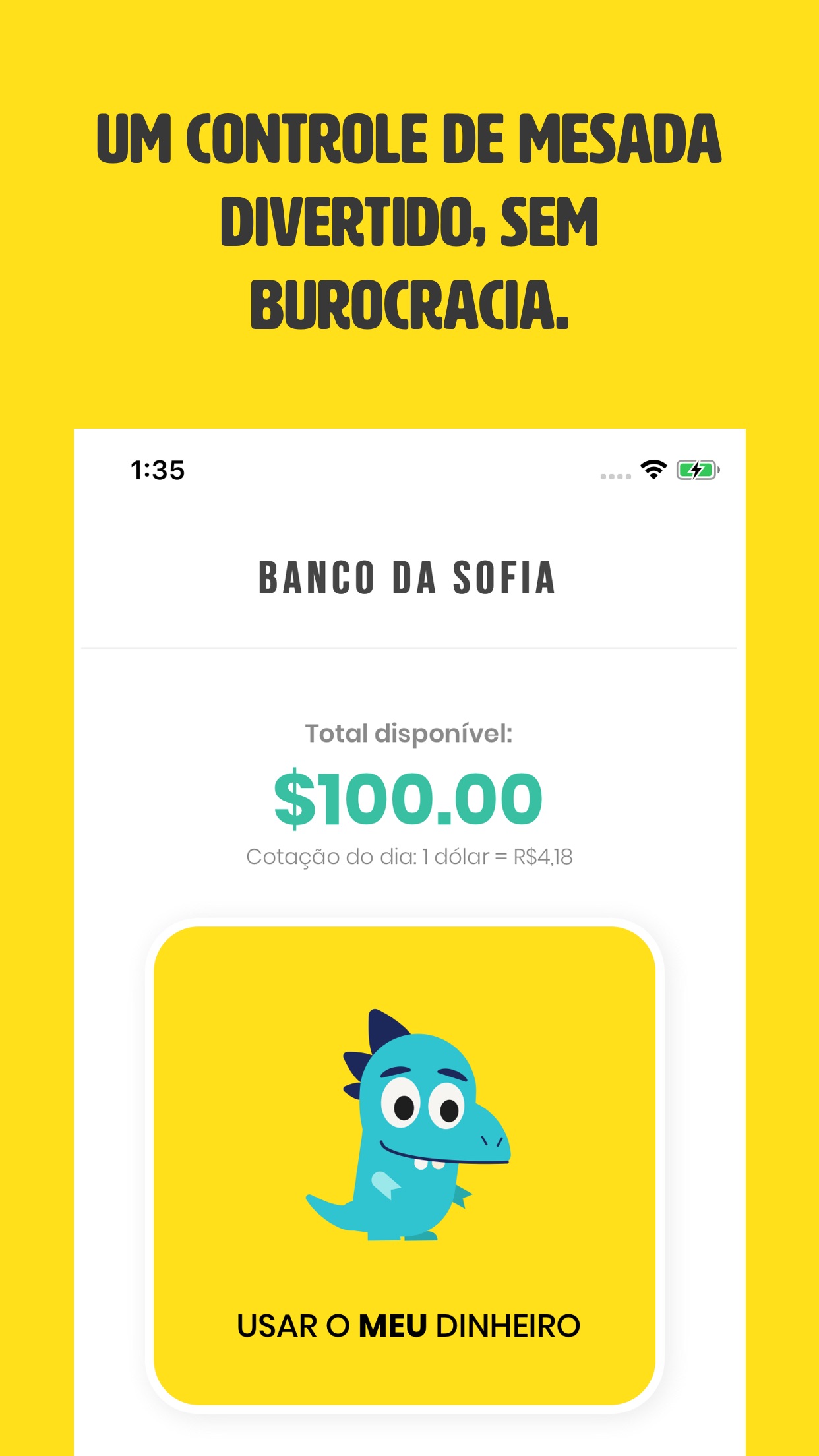 Screenshot do app O Meu Banco controle de mesada